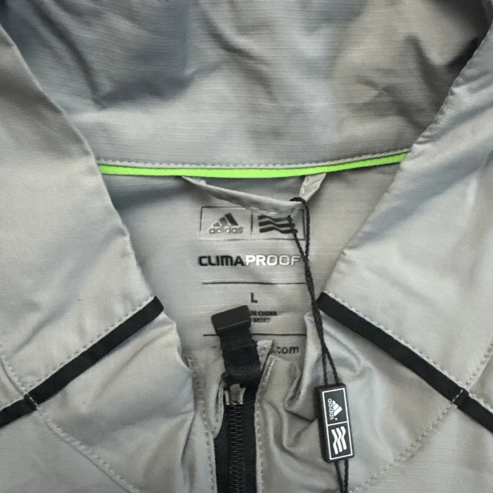 Adidas Golf Large ClimaProof Lvl 2 Lightweight Gray Black Full-Zip Golf Jacket L